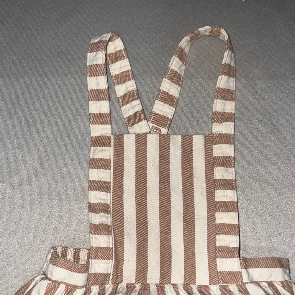 Wonder Nation Tan and White Striped Kids Overalls - Picture 6 of 6